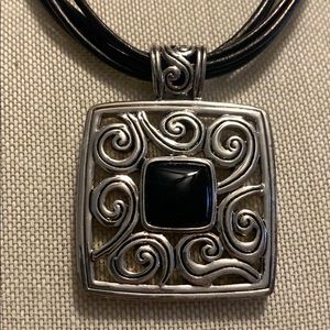 Back and silver necklace